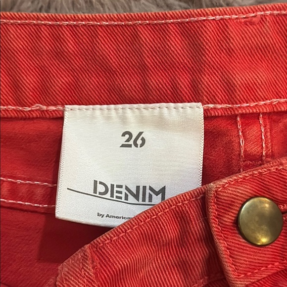 American Apparel Red Jean Shorts button zip closure daisy dukes short denim 26 - Picture 3 of 5